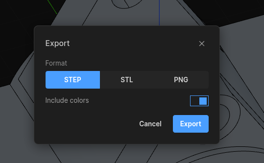 Export dialog